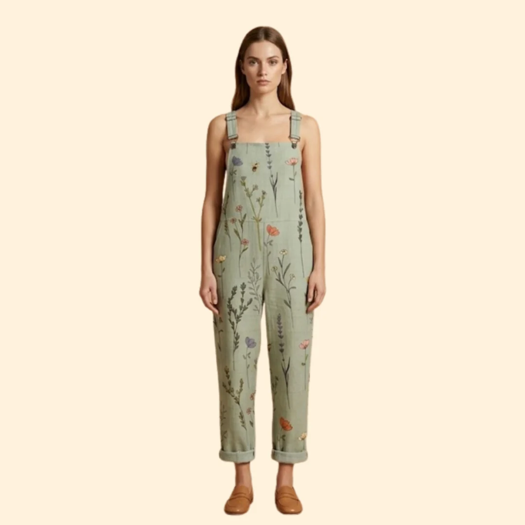 Women’s Relaxed Jumpsuit with Botanical Pattern - Image 2