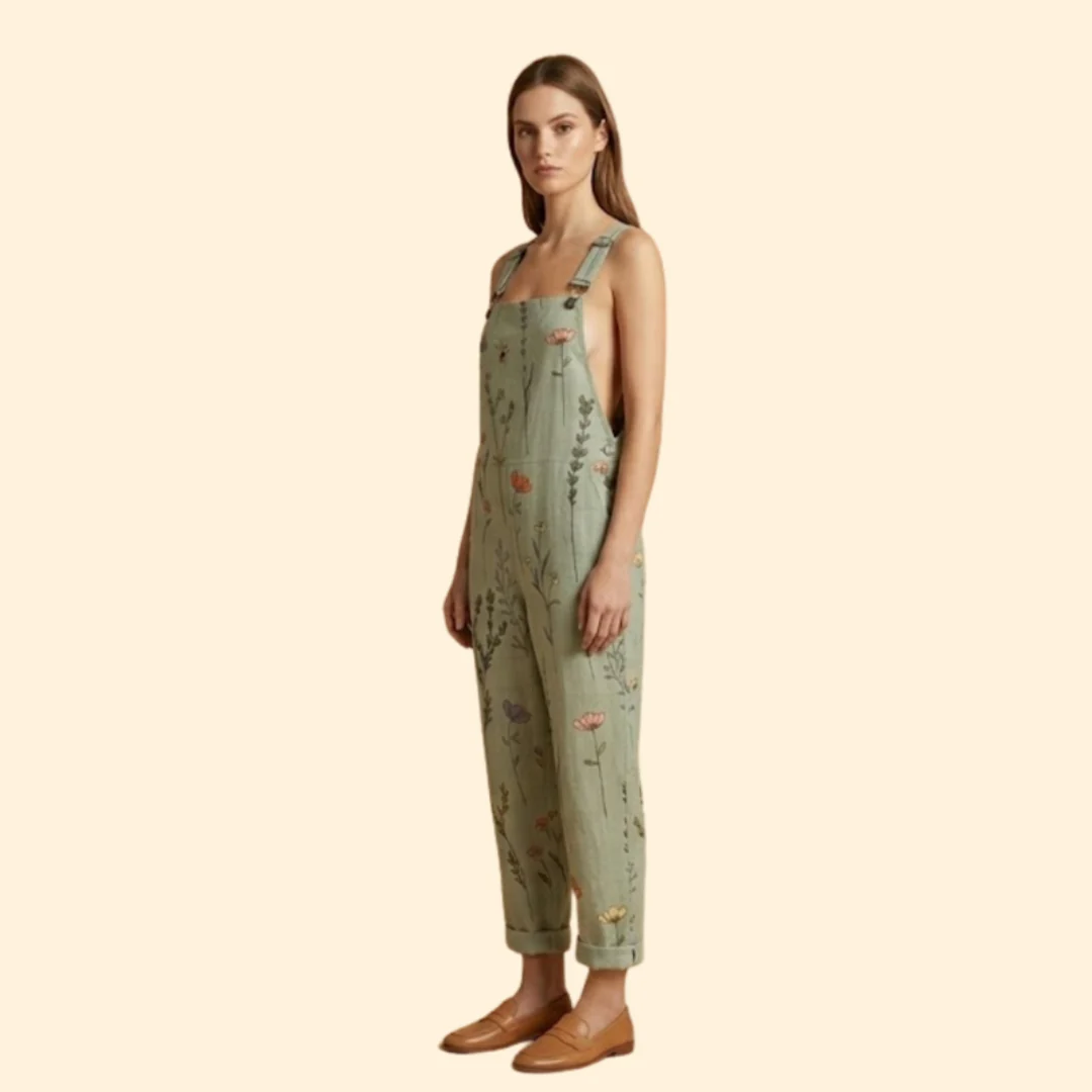Women’s Relaxed Jumpsuit with Botanical Pattern - Image 3