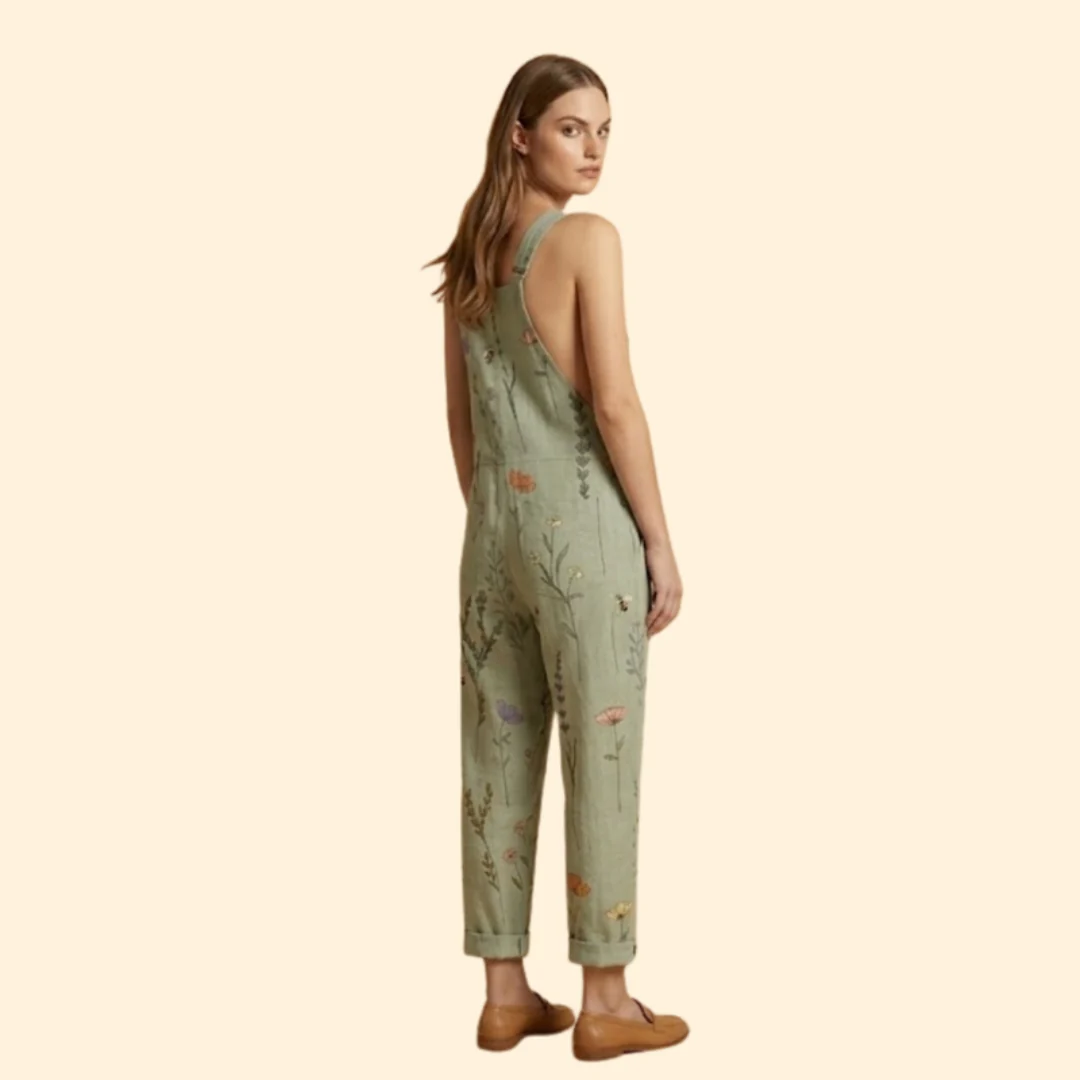 Women’s Relaxed Jumpsuit with Botanical Pattern - Image 4