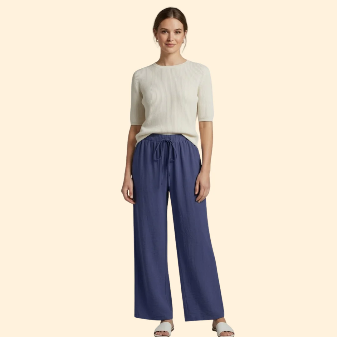 Women’s Relaxed Pants with Adjustable Waistband - Image 2