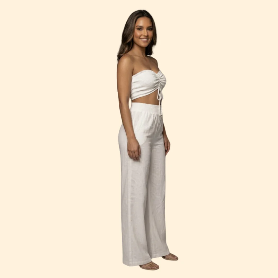 Women’s Relaxed Set with Crop Top and Trousers - Image 3