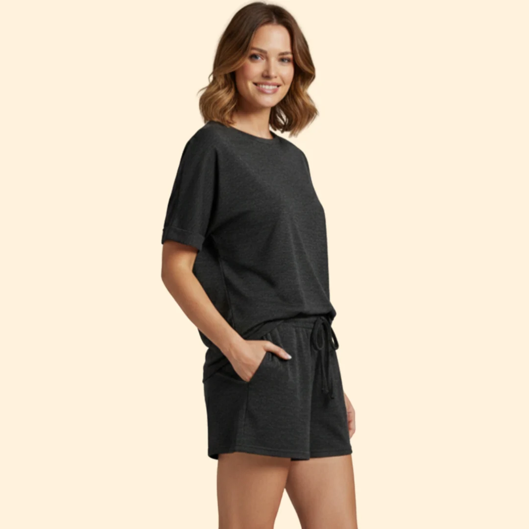 Women’s Relaxed Top with Elastic Waist Shorts - Image 3