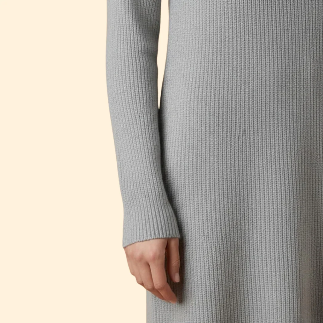 Women's Ribbed Dress with Cozy Collar - Image 7