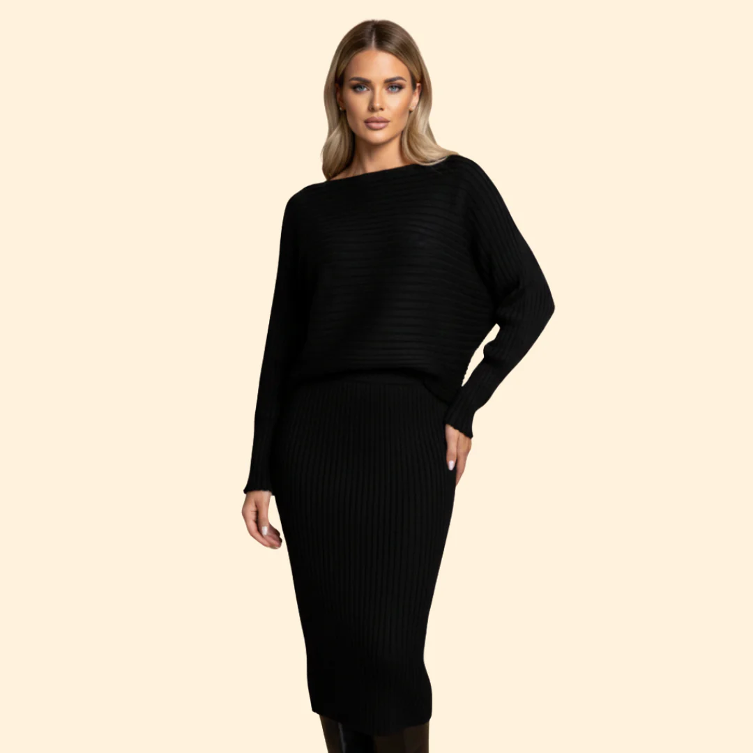 Women's Ribbed Sleeveless Dress with Matching Sweater Set - Image 8