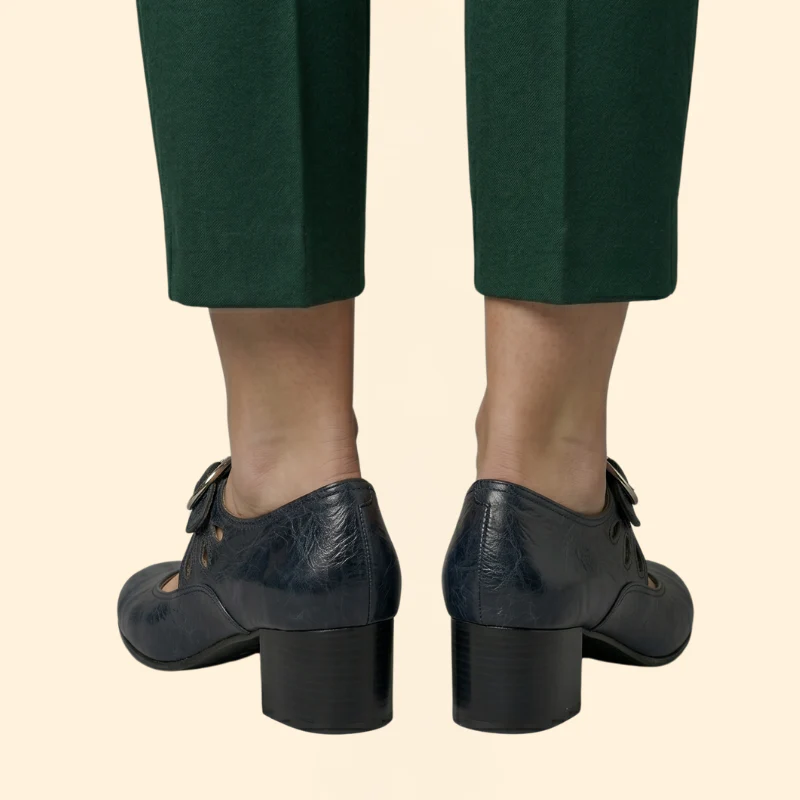 Women's Round Toe Mary Janes with Circular Buckle - Image 5