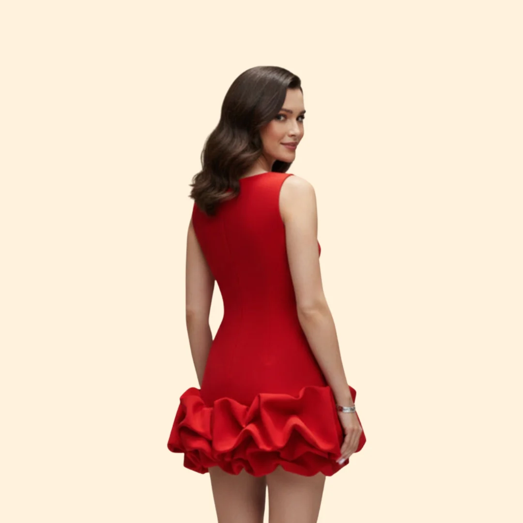 Women’s Ruffle Dress with Flared Hem - Image 5