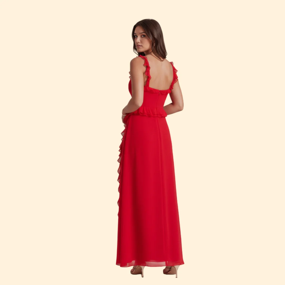 Women’s Ruffle Maxi Dress with High Slit - Image 5