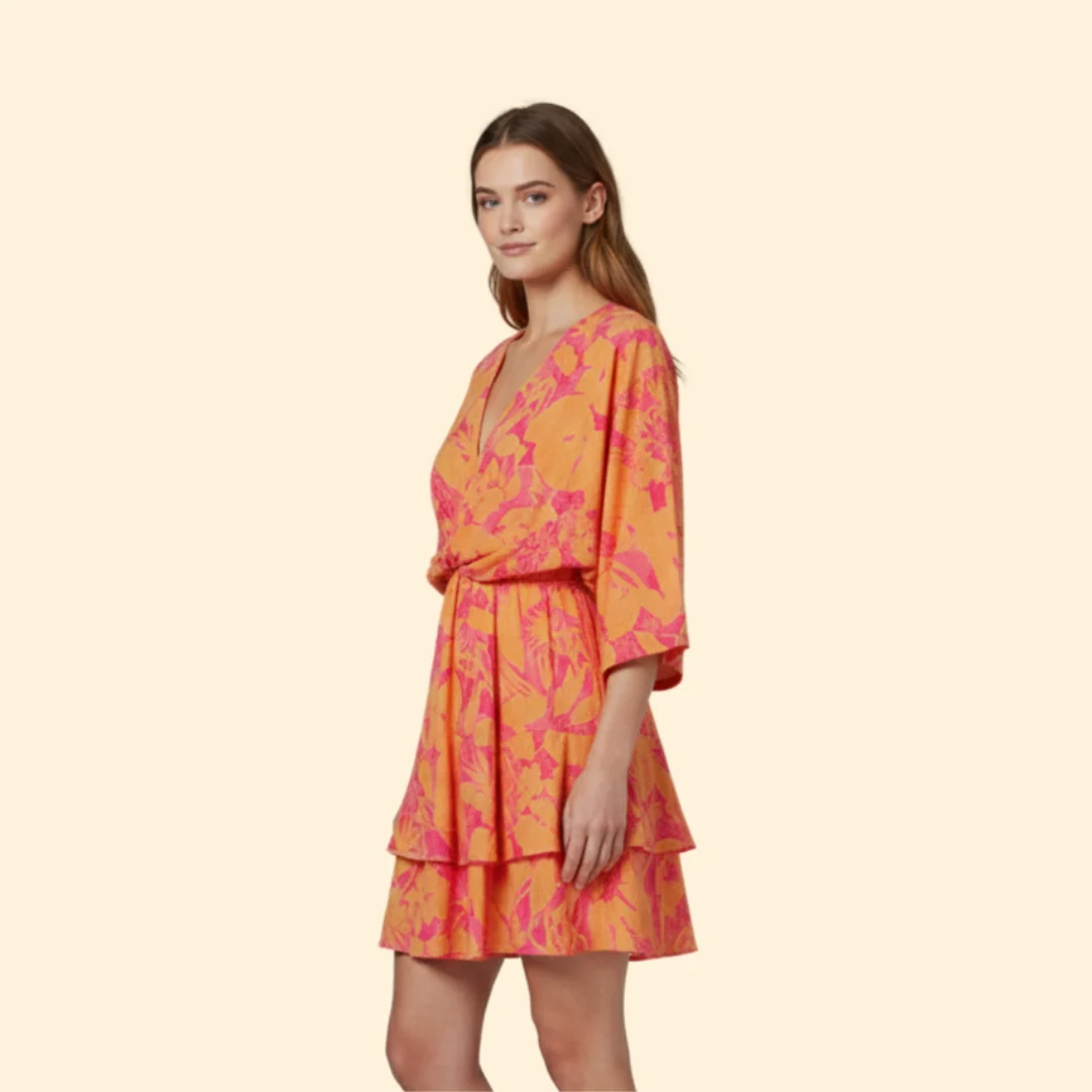 Women’s Ruffled Dress with Flared Skirt - Image 3
