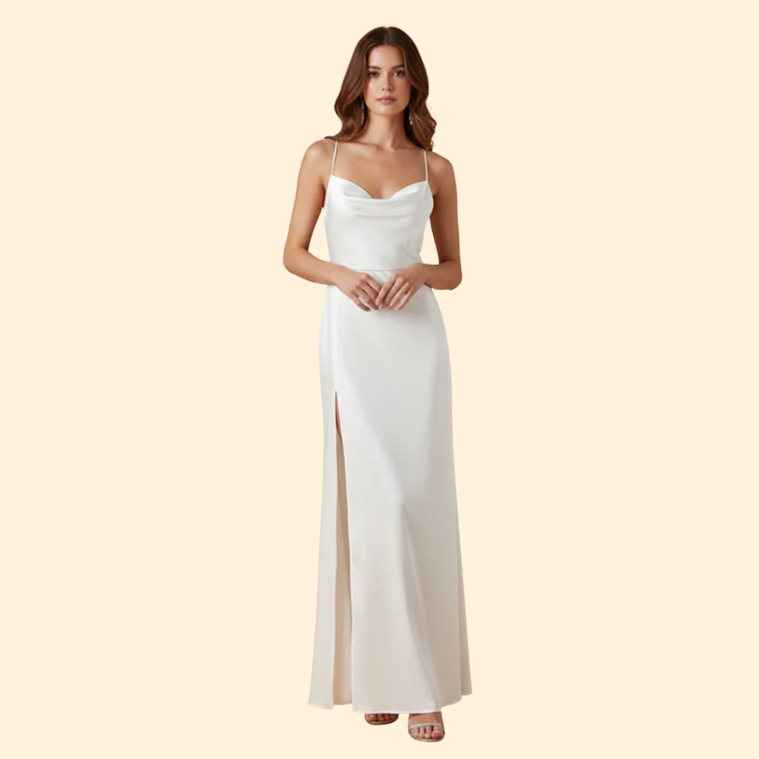 Women's Satin Dress with Strappy Back - Image 12