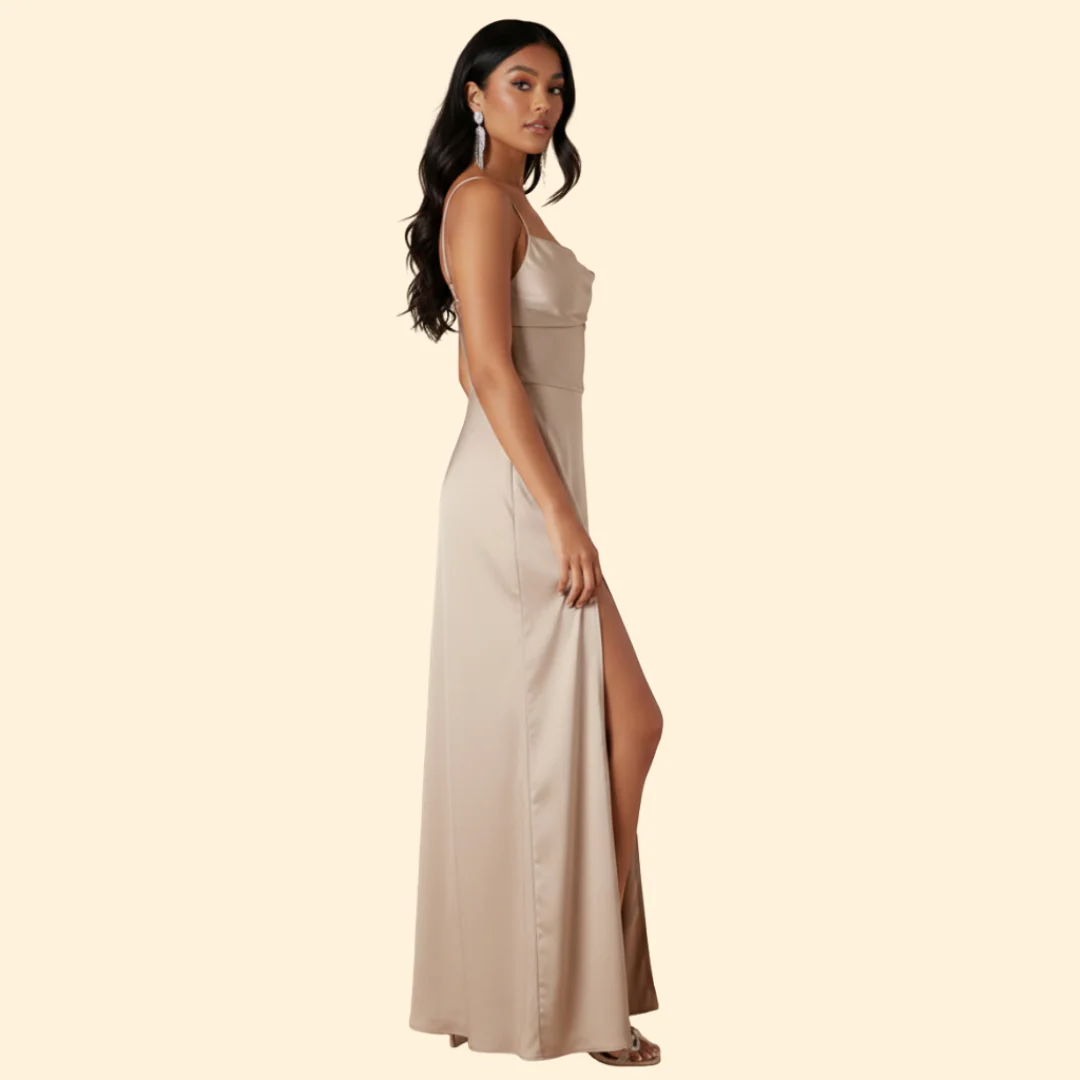 Women's Satin Dress with Strappy Back - Image 3