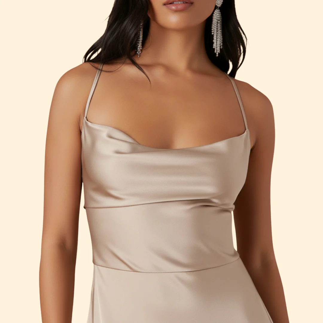 Women's Satin Dress with Strappy Back - Image 4