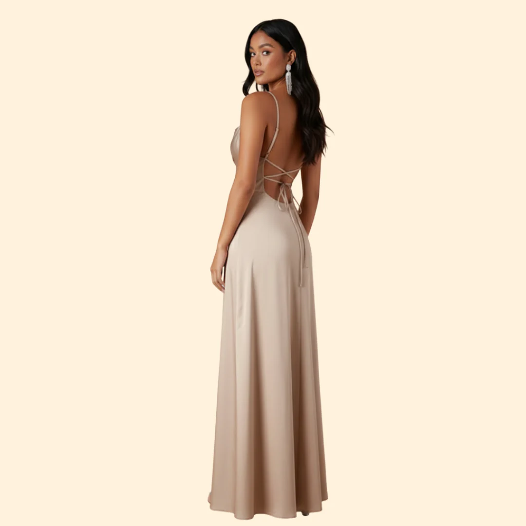 Women's Satin Dress with Strappy Back - Image 5