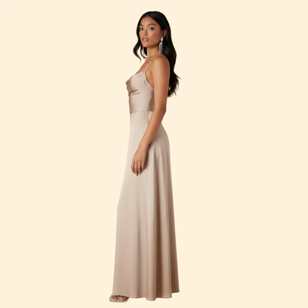 Women's Satin Dress with Strappy Back - Image 6