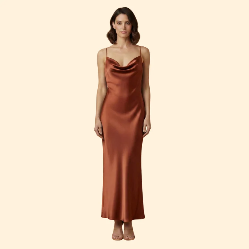 Women's Satin Dress with V-Neckline - Image 7