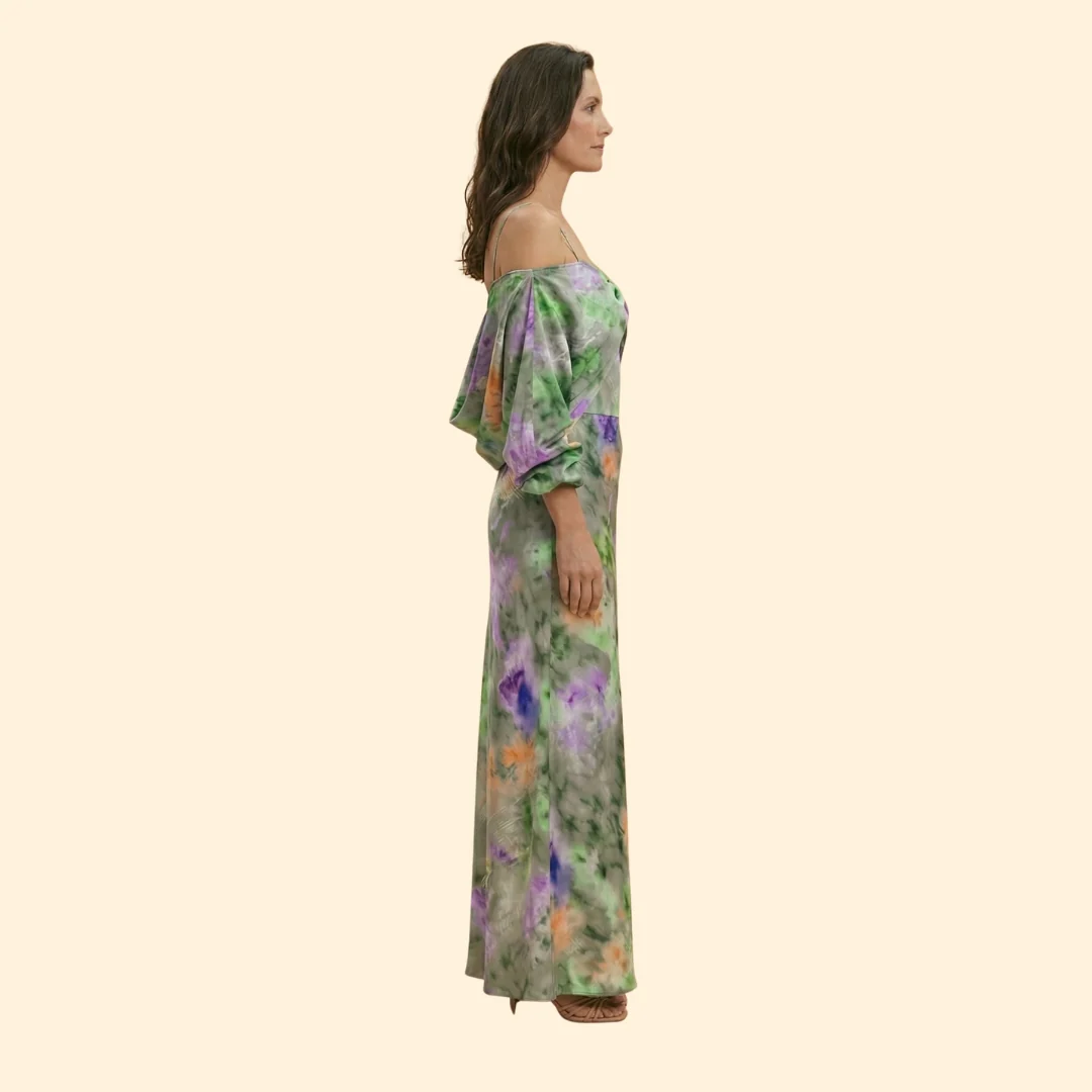Women’s Satin Gown with Cold Shoulder Detail - Image 3