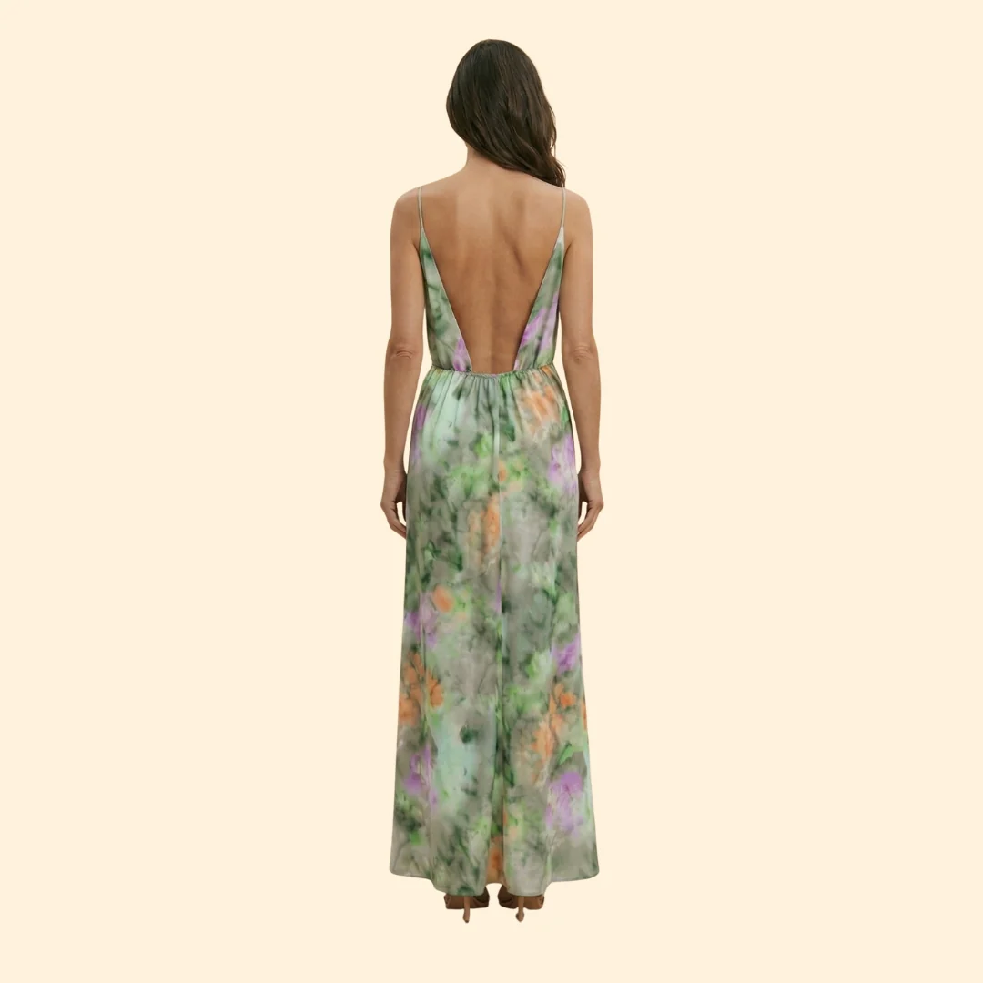 Women’s Satin Gown with Cold Shoulder Detail - Image 5