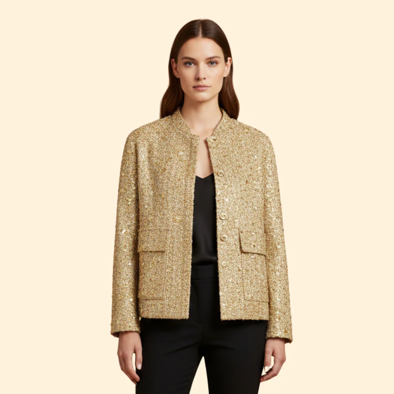 Women's Sequin Bomber Jacket with Relaxed Fit - Image 2
