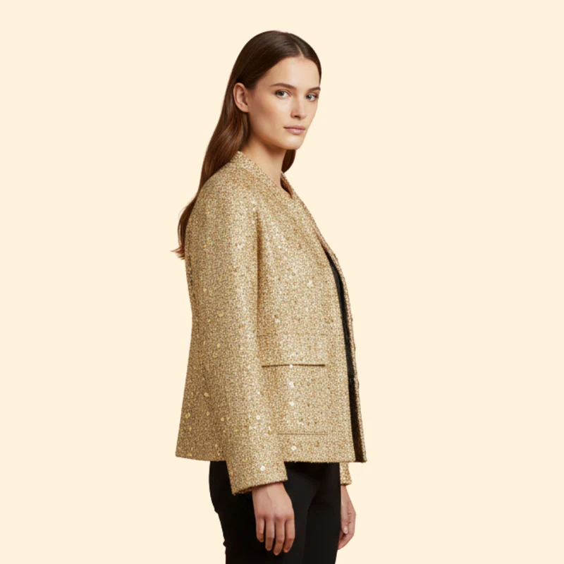 Women's Sequin Bomber Jacket with Relaxed Fit - Image 3