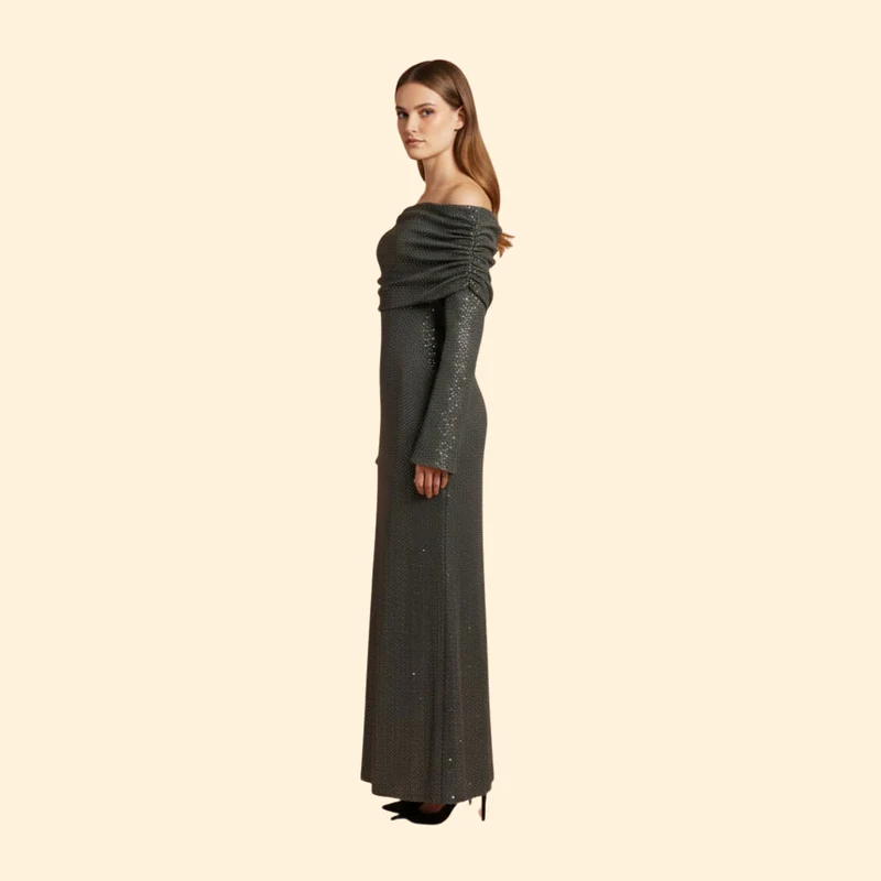 Women's Sequin Dress with Off-Shoulder Detail - Image 3
