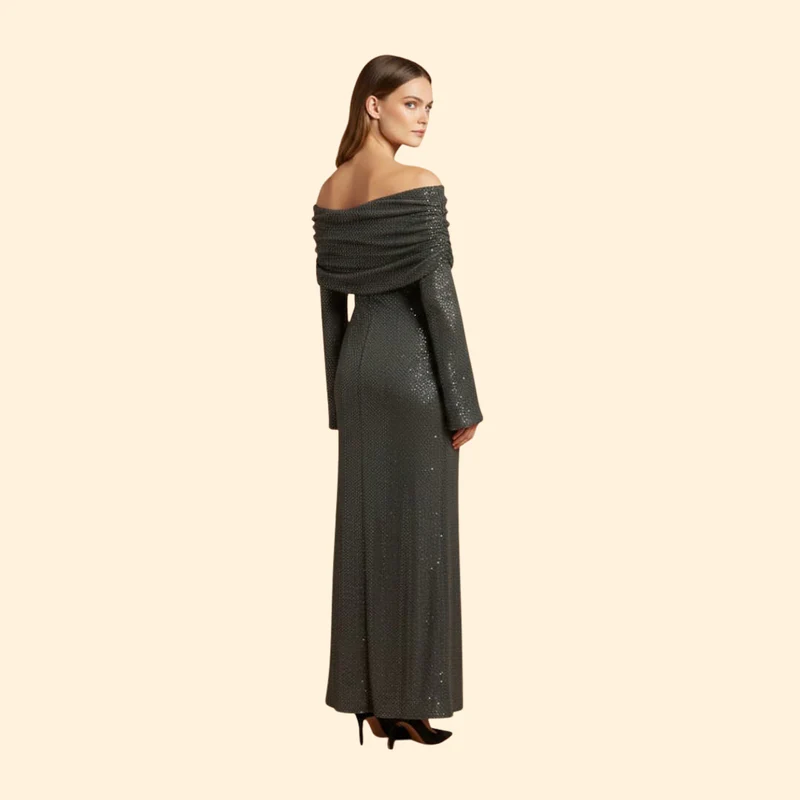 Women's Sequin Dress with Off-Shoulder Detail - Image 5