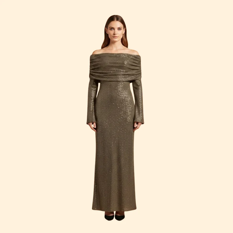 Women's Sequin Dress with Off-Shoulder Detail - Image 8