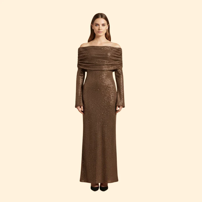 Women's Sequin Dress with Off-Shoulder Detail - Image 9