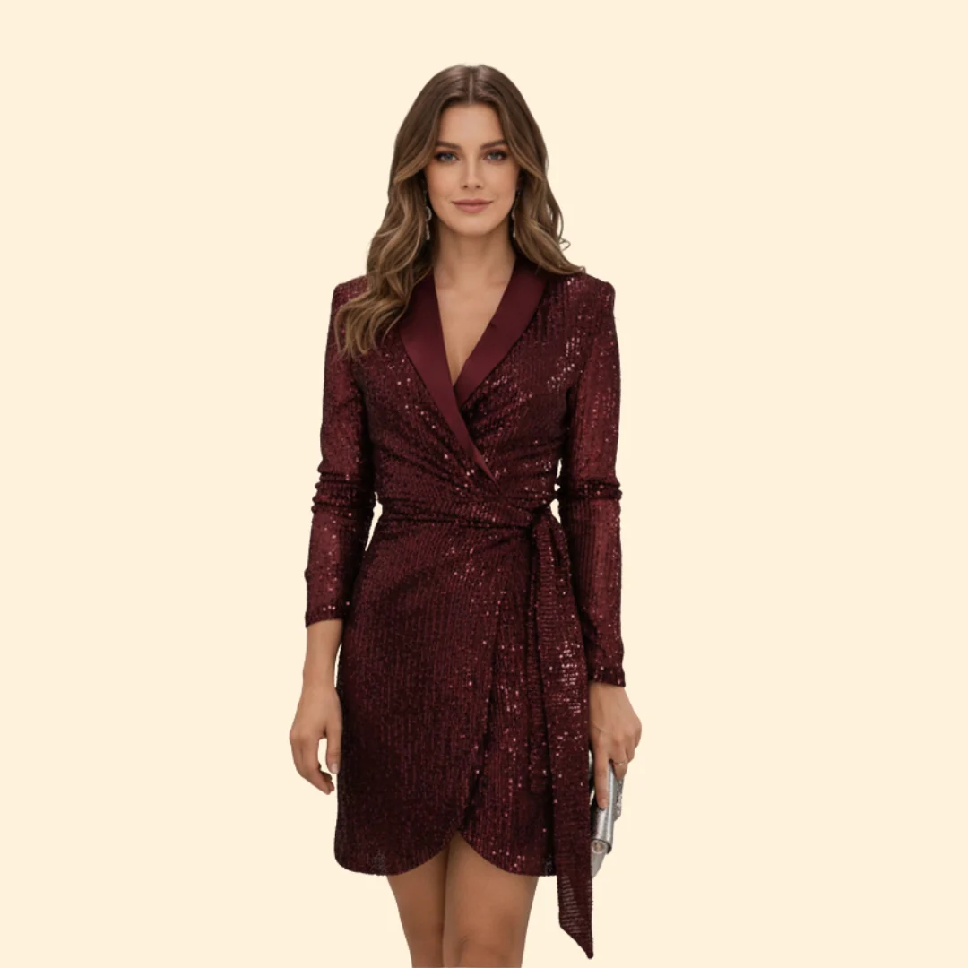 Women’s Sequin Dress with Wrap Style - Image 2