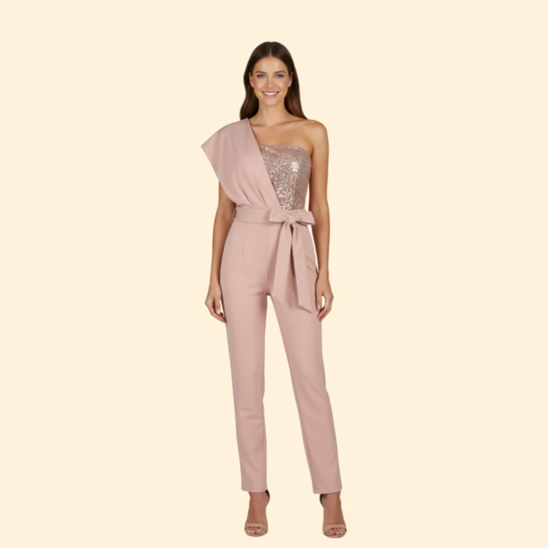 Women’s Sequin Jumpsuit with Belted Waist - Image 7