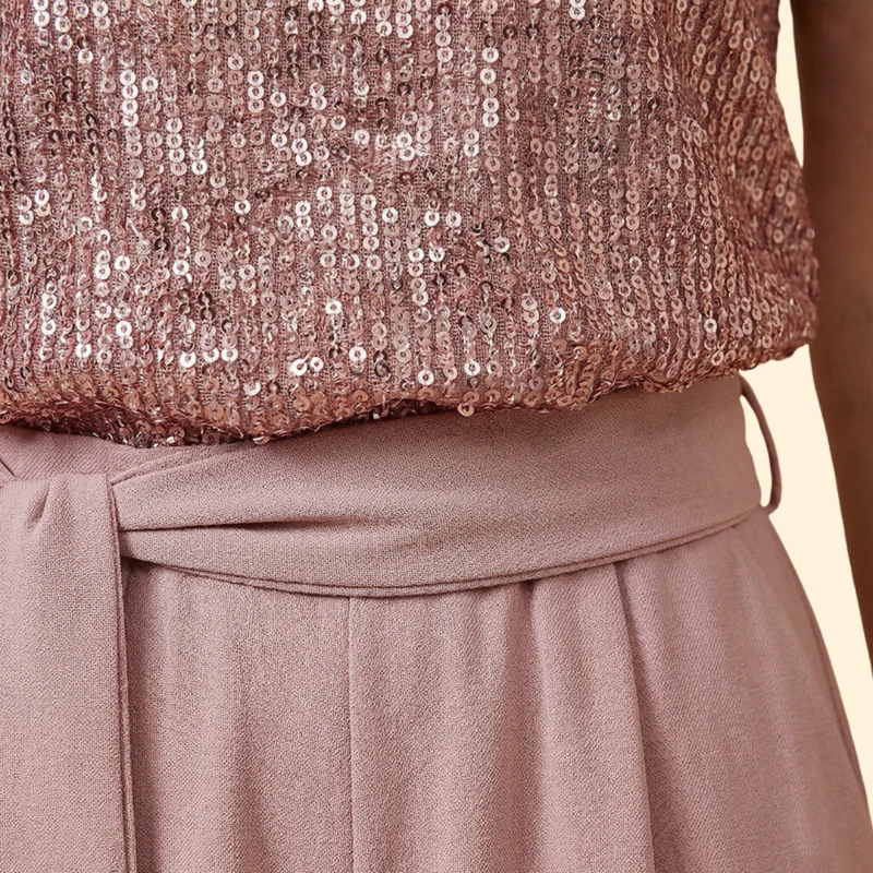 Women’s Sequin Jumpsuit with Wide Leg Pants - Image 5