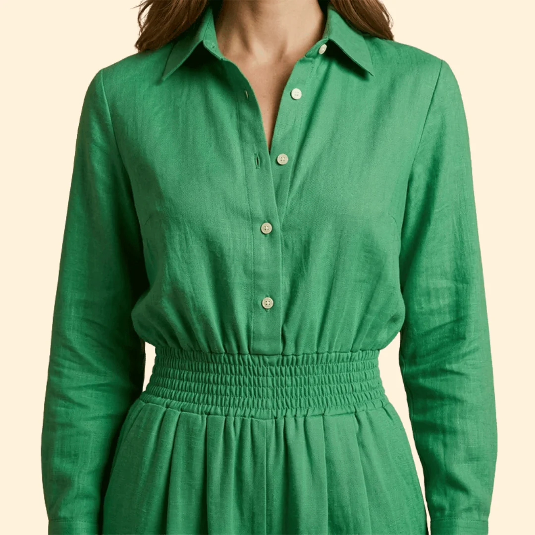 Women’s Shirt Collar Jumpsuit with Front Button Fastening - Image 6