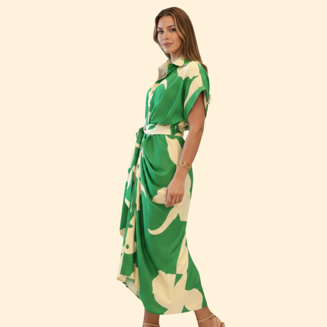Women's Shirt Dress with Belted Waist - Image 4