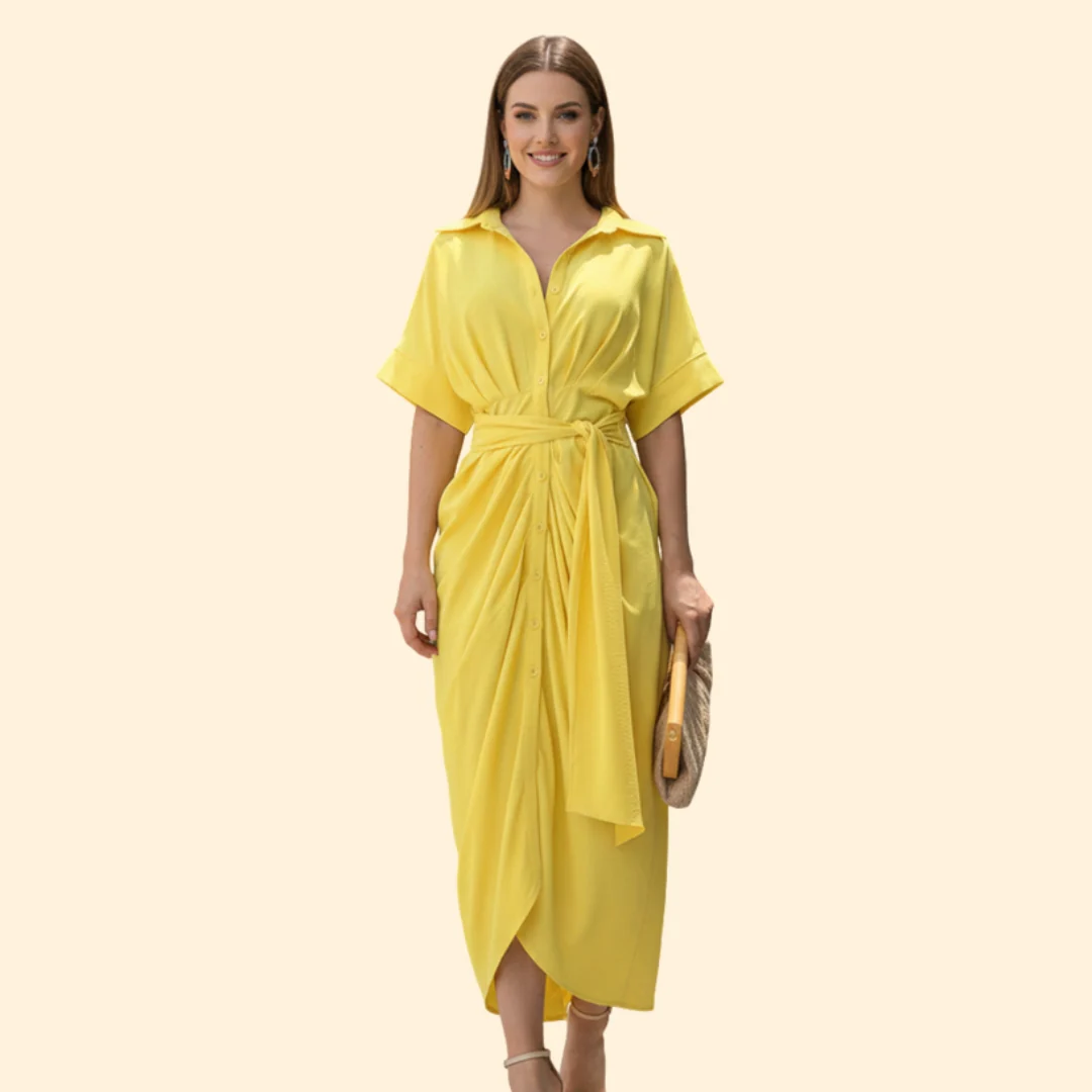 Women's Shirt Dress with Belted Waist - Image 9