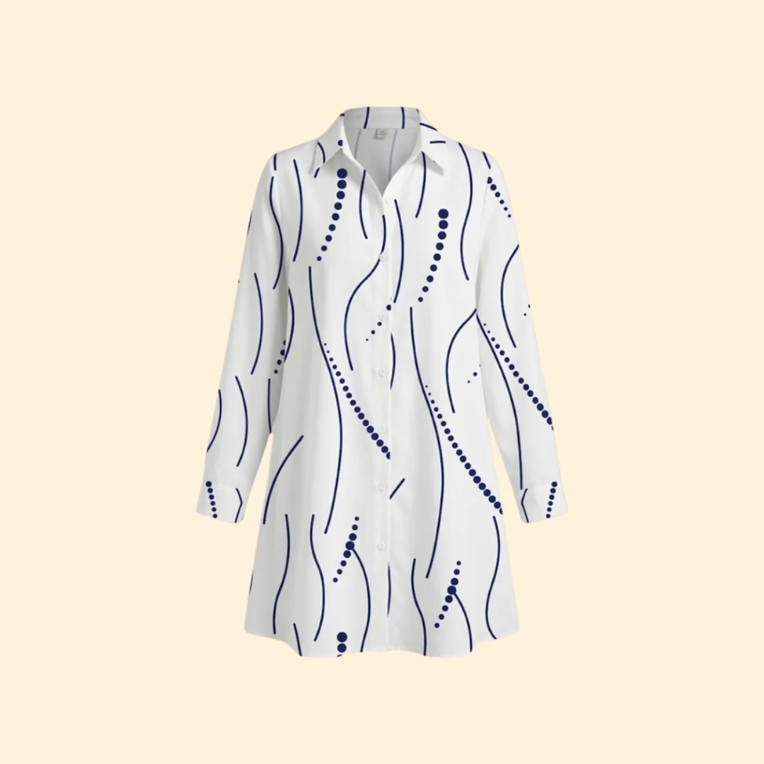 Women’s Shirt Dress with Wavy Print