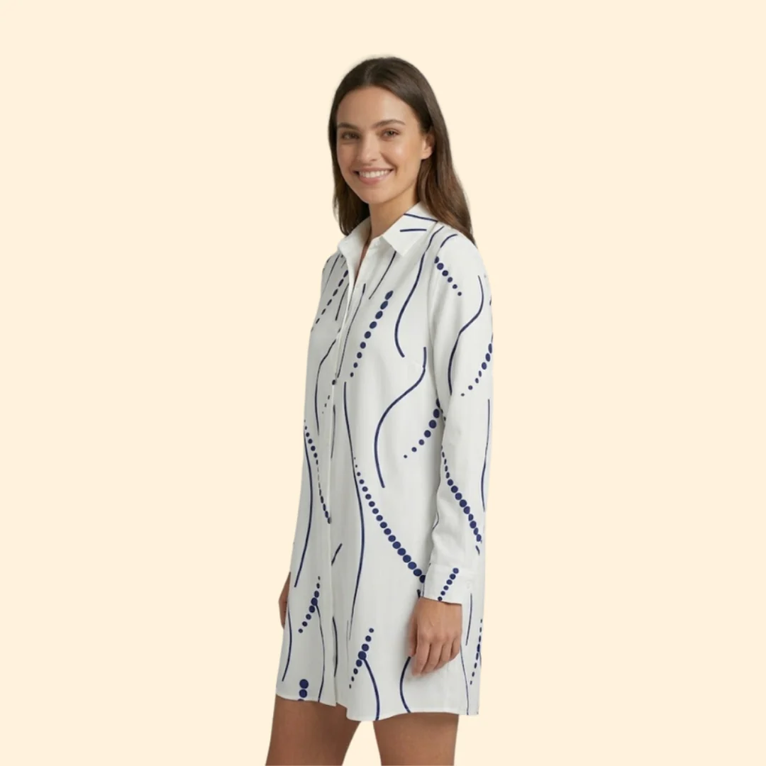 Women’s Shirt Dress with Wavy Print - Image 3