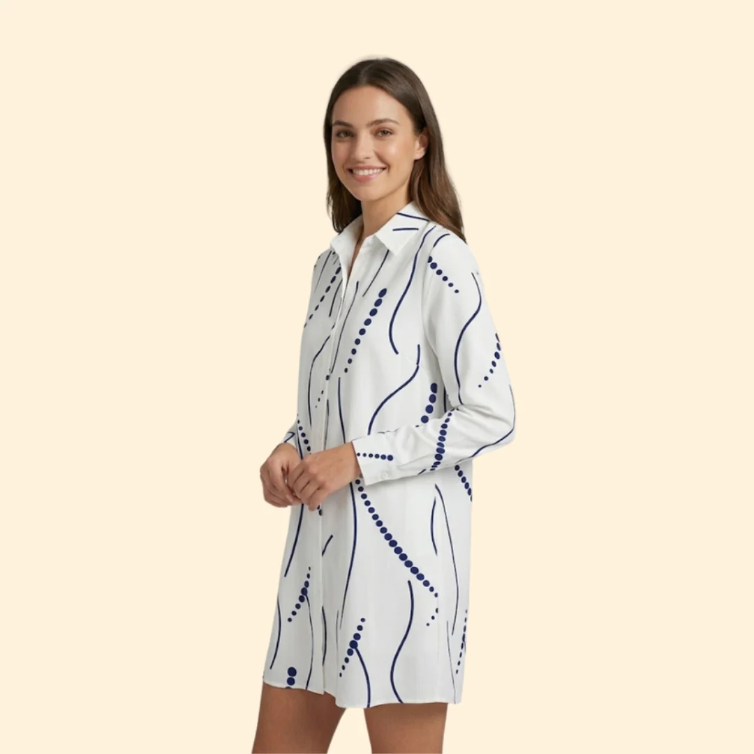 Women’s Shirt Dress with Wavy Print - Image 4