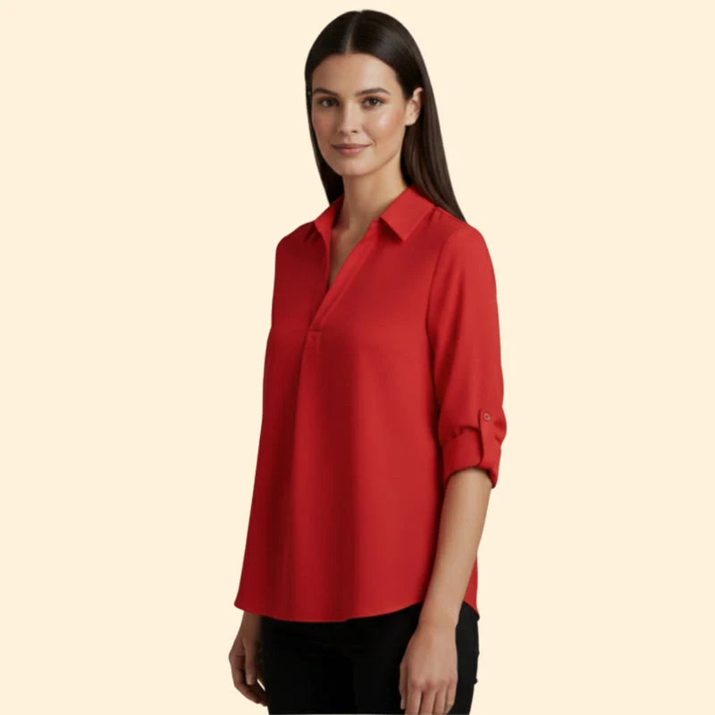 Women’s Shirt with V-Neck and Button Closure - Image 3