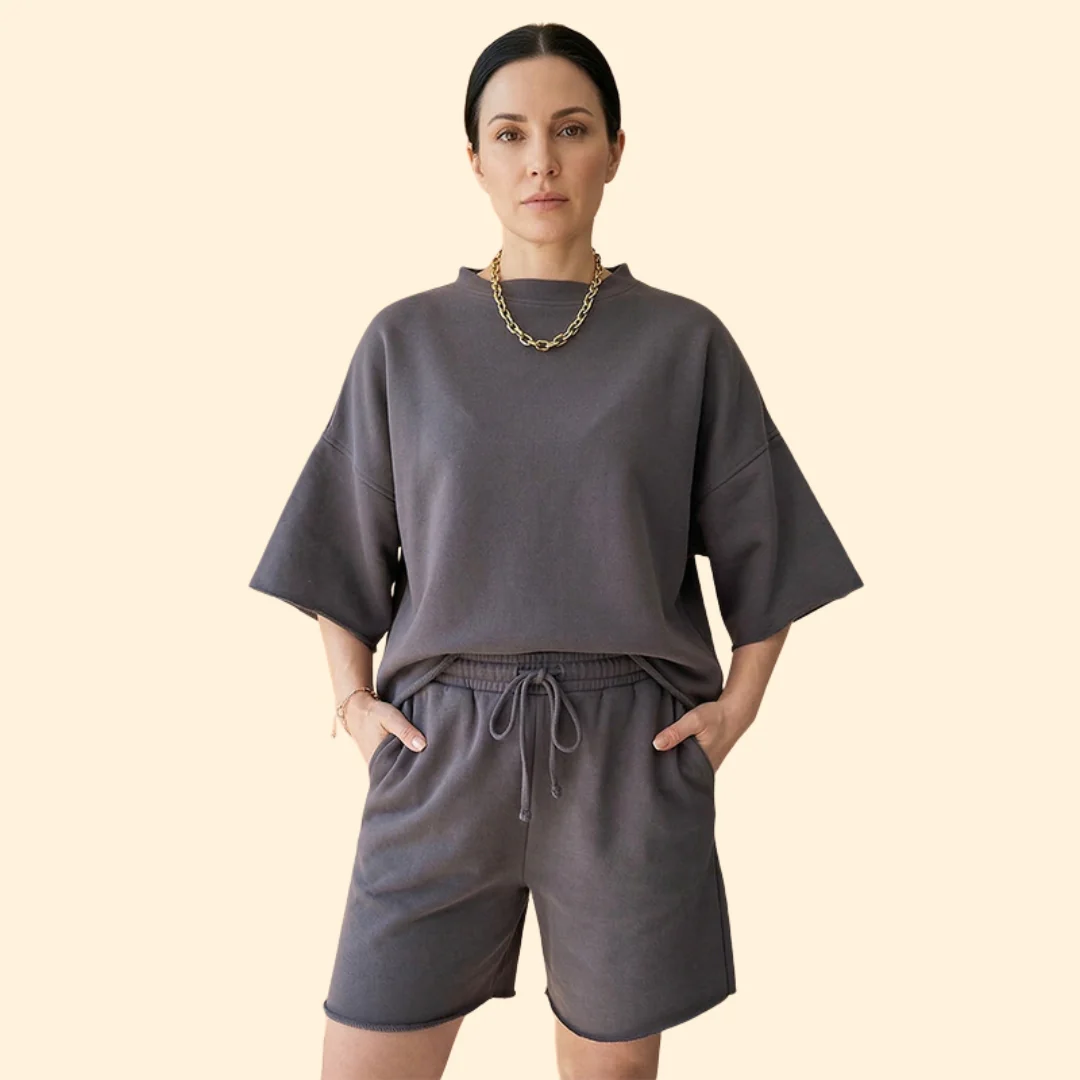 Women’s Short Sleeve Crop Top with Drawstring Shorts - Image 2