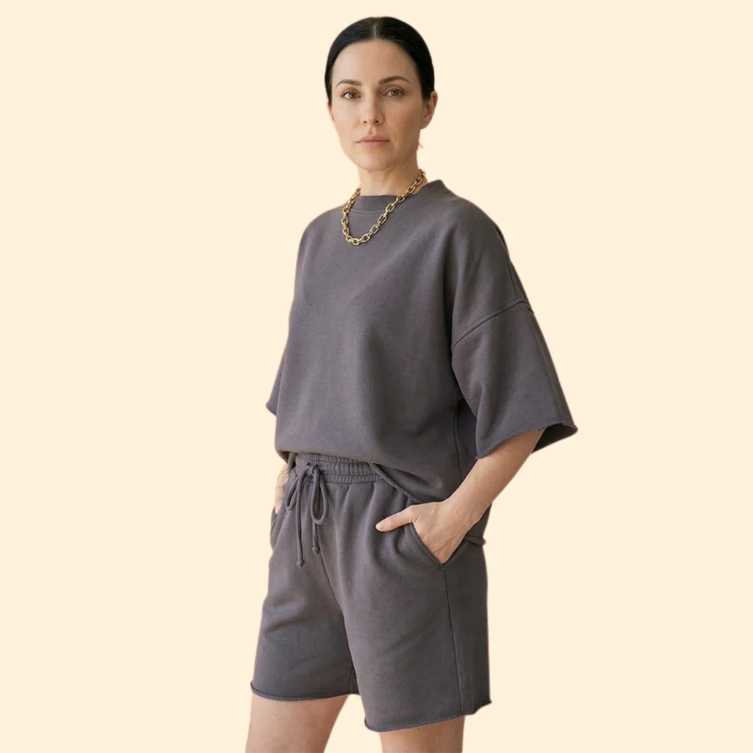 Women’s Short Sleeve Crop Top with Drawstring Shorts - Image 3