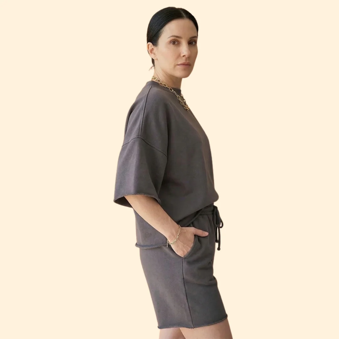 Women’s Short Sleeve Crop Top with Drawstring Shorts - Image 4