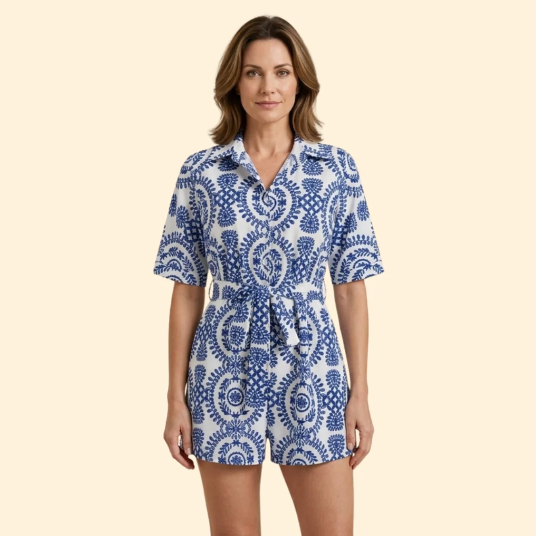 Women’s Short-Sleeve Dress with Adjustable Waist - Image 2