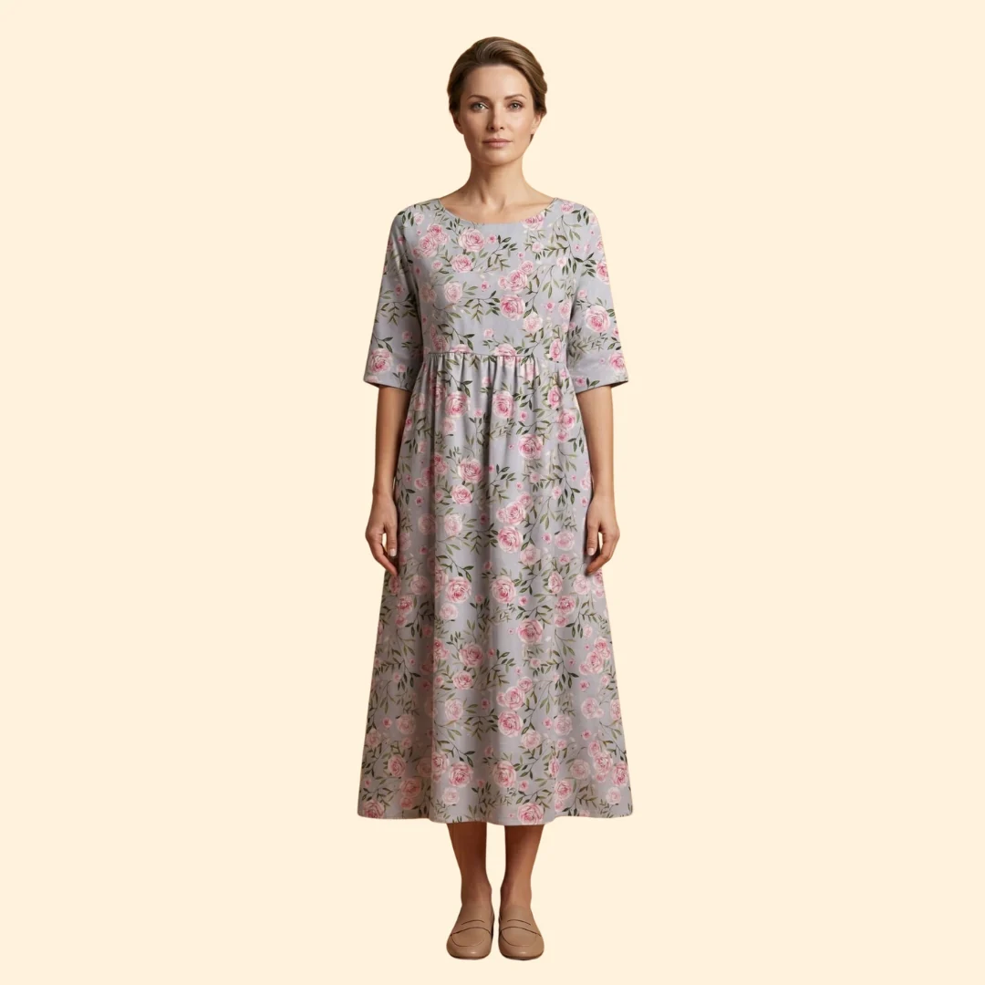 Women’s Short Sleeve Dress with Side Pockets - Image 2