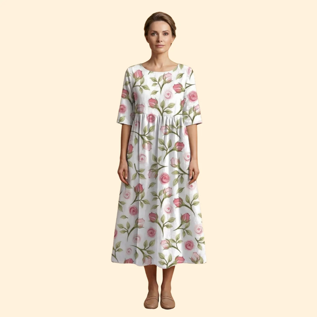 Women’s Short Sleeve Dress with Side Pockets - Image 9