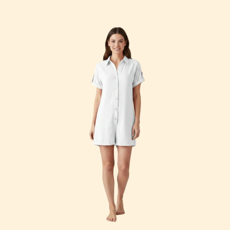 Women’s Short Sleeve Jumpsuit with Collar - Image 6