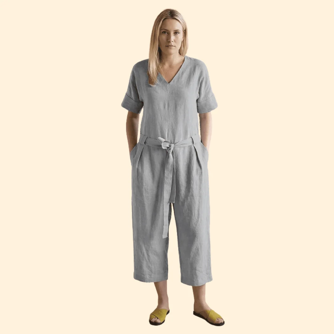 Women’s Short-Sleeve Jumpsuit with Wide Legs - Image 10