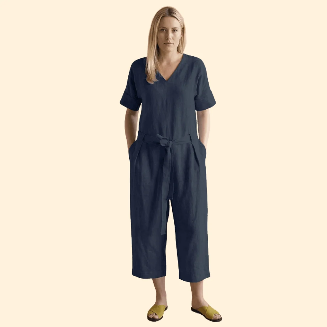 Women’s Short-Sleeve Jumpsuit with Wide Legs - Image 12