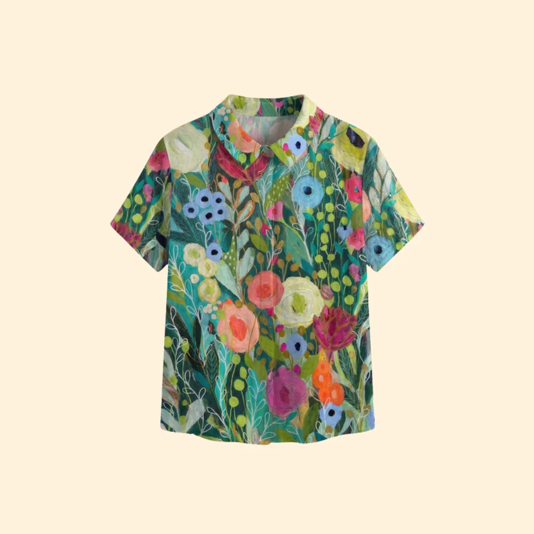 Women’s Short Sleeve Shirt with Watercolor Print