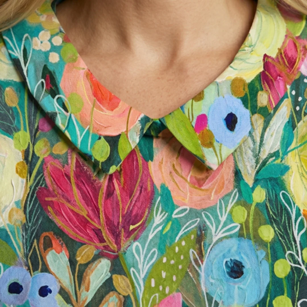 Women’s Short Sleeve Shirt with Watercolor Print - Image 6