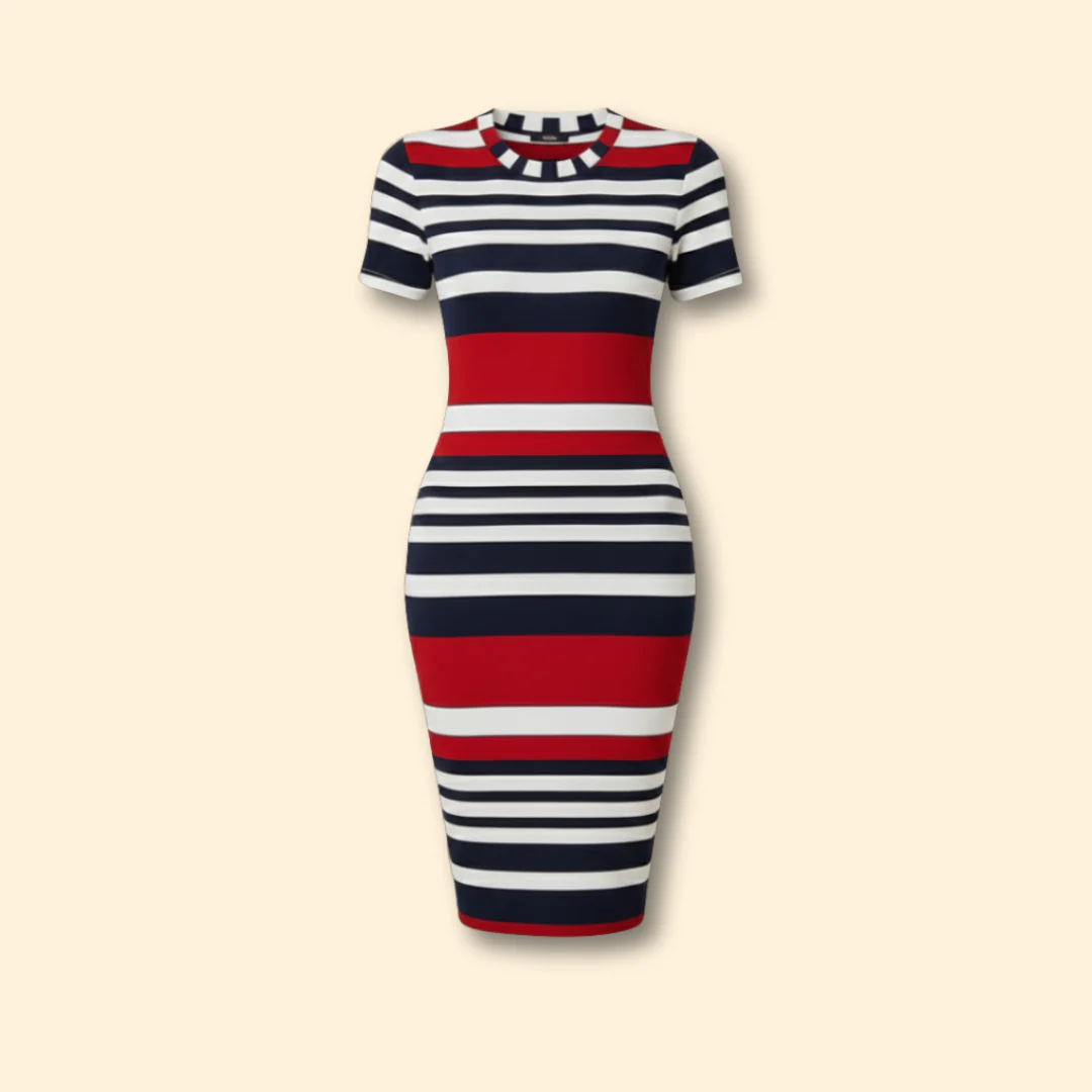 Women's Short Sleeve Striped Dress