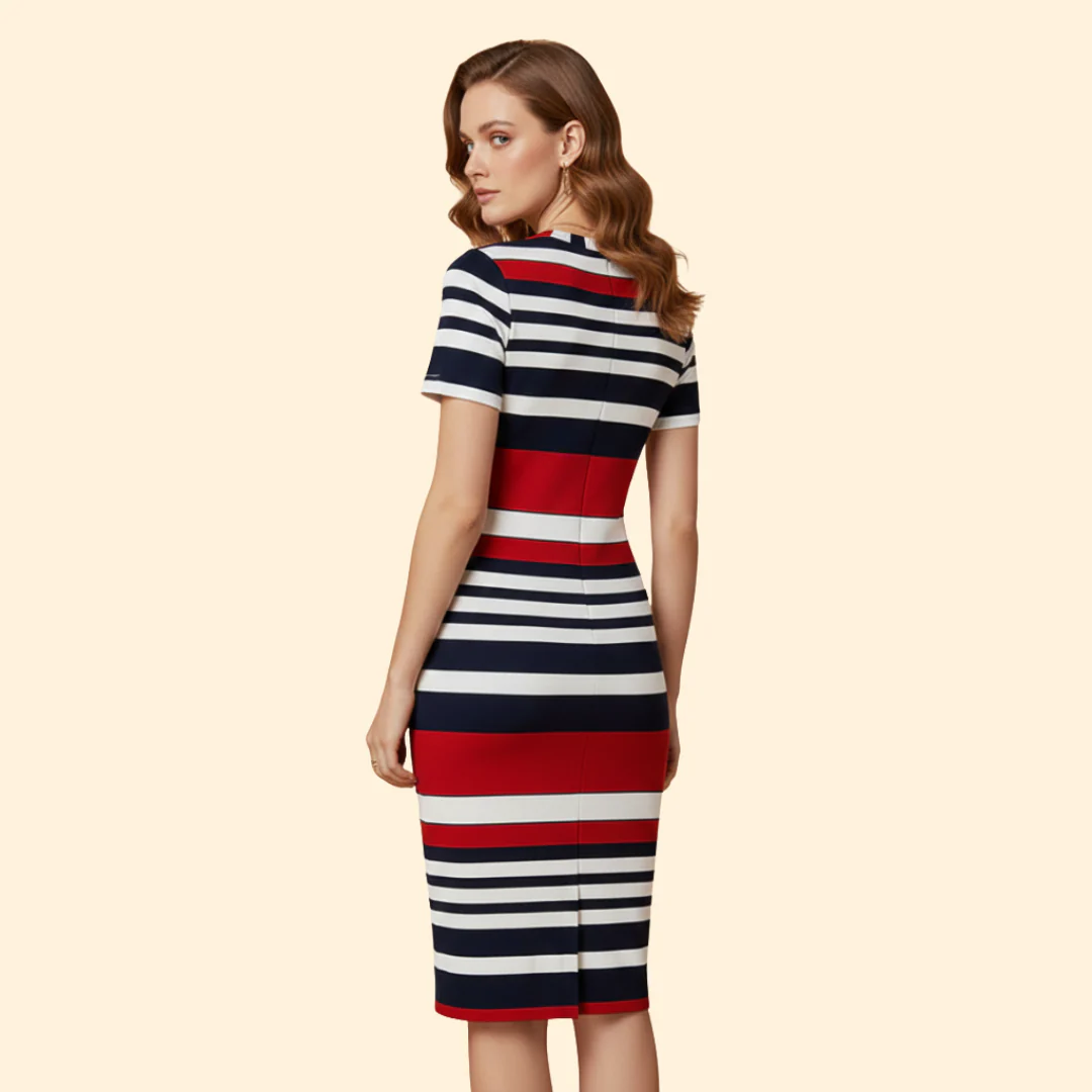 Women's Short Sleeve Striped Dress - Image 4