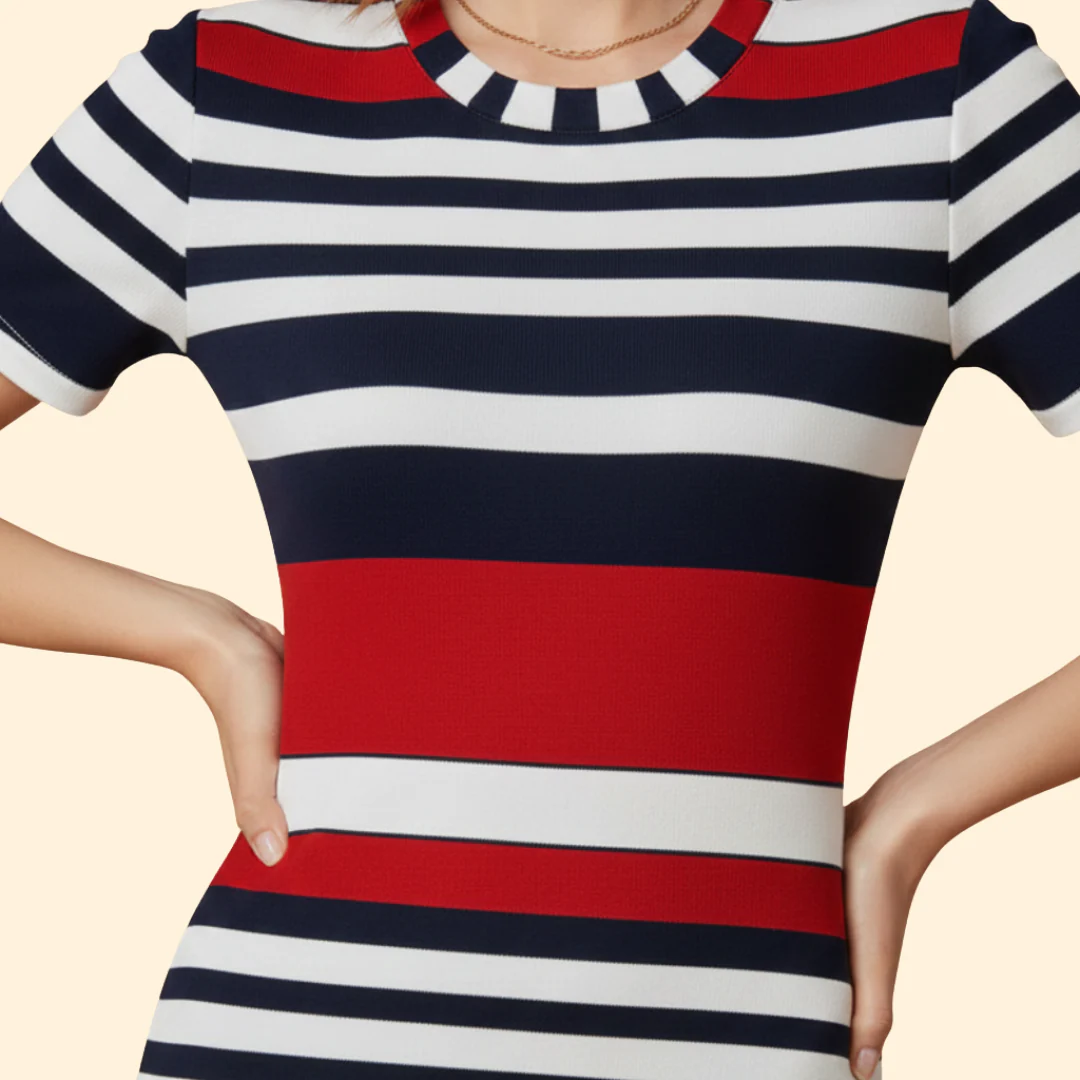 Women's Short Sleeve Striped Dress - Image 5